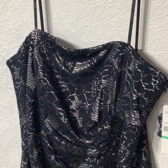Laundry by Shelli Segal NEW - Sz 8 - strapless two layer lace Black/Silver Dress - Picture 3 of 11